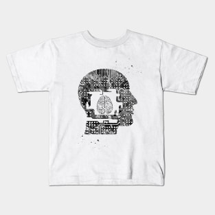 Circuit Man head with brain Kids T-Shirt